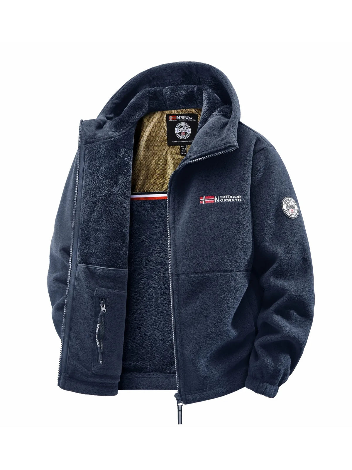 Men's Quilted Hooded Jacket – Casual Streetwear Fall Winter, Solid Colors