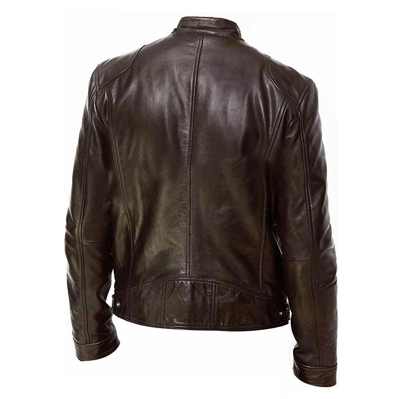 Men's Faux Leather Slim Fit Motorcycle Jacket 2024 – Casual Autumn Fashion Windbreaker Jacket