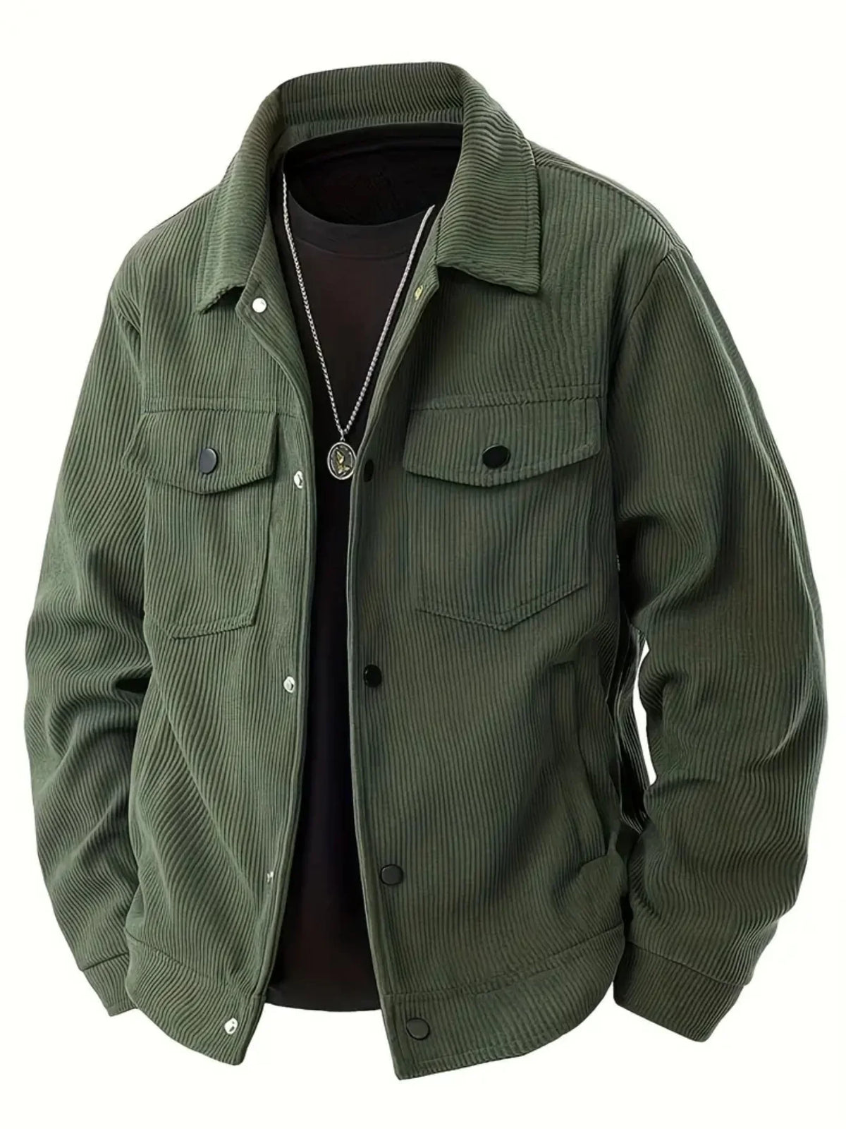 Chaqueta Pana Hombre 2025 Cuello Solapa Estilo Japonés – Abrigo Holgado Tendencia Otoño