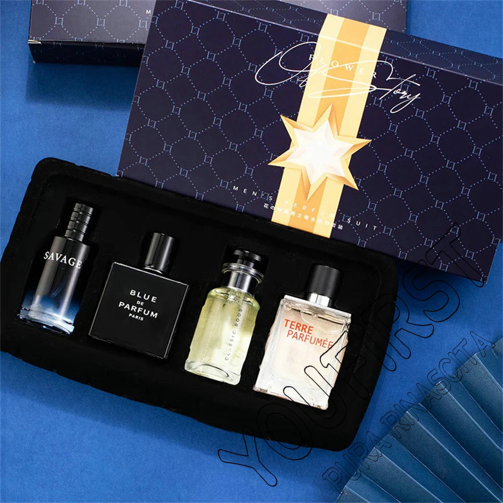 Set Perfume Hombre Lujo 4 Piezas 100ml – Colonia Floral Frutal Caja Regalo