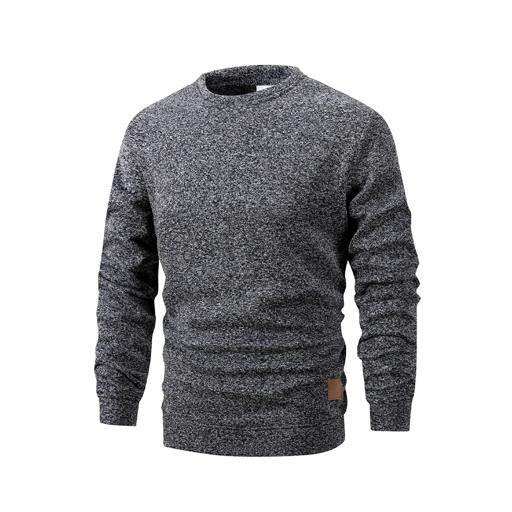 Jersey Hombre Cuello Redondo Pull Casual Deportivo – Forro Polar Sólido Primavera Otoño
