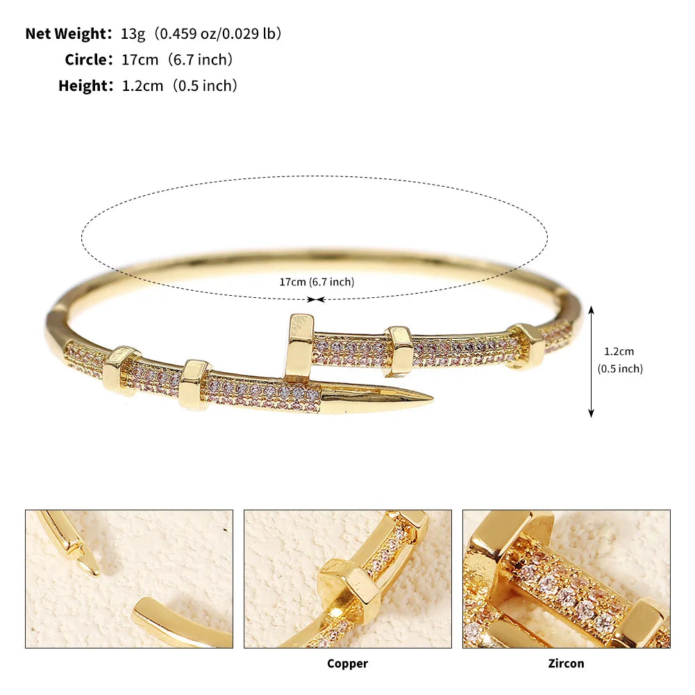 Open Copper & Zirconia Bracelet for Women – Handcrafted Daily Fashion Jewelry