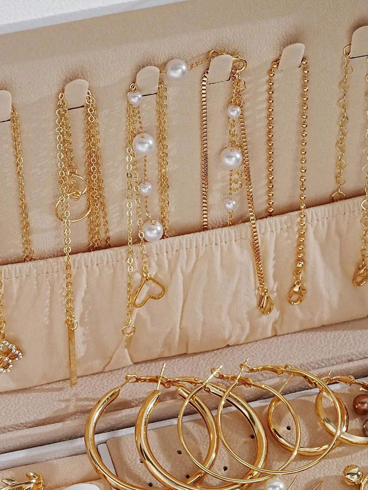 Set de Joyería 86 Piezas con Perlas – Collar, Pendientes & Anillos, Regalo Mujer