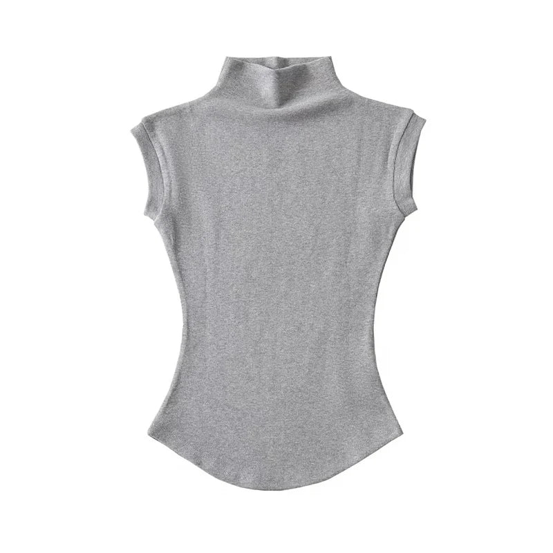 Top Sin Mangas Cuello Alto Slim Fit Mujer – Estilo Streetwear Verano