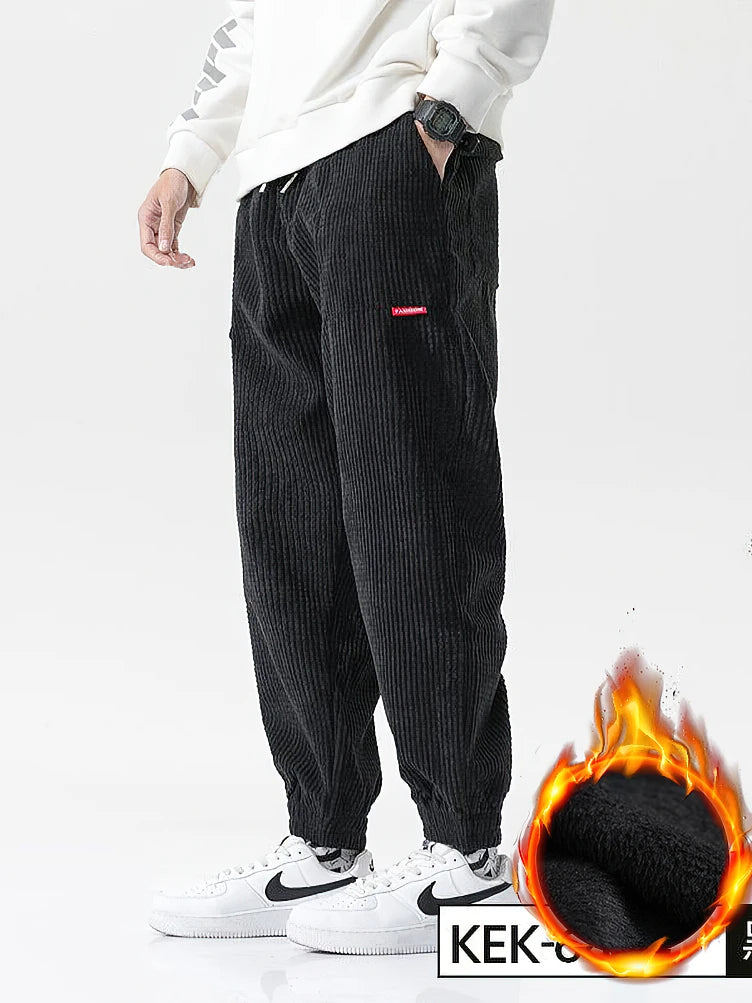 Pantalones Pana Baggy Hombre Tech Fleece Térmico – Jogger Harem Casual Deporte Otoño Invierno