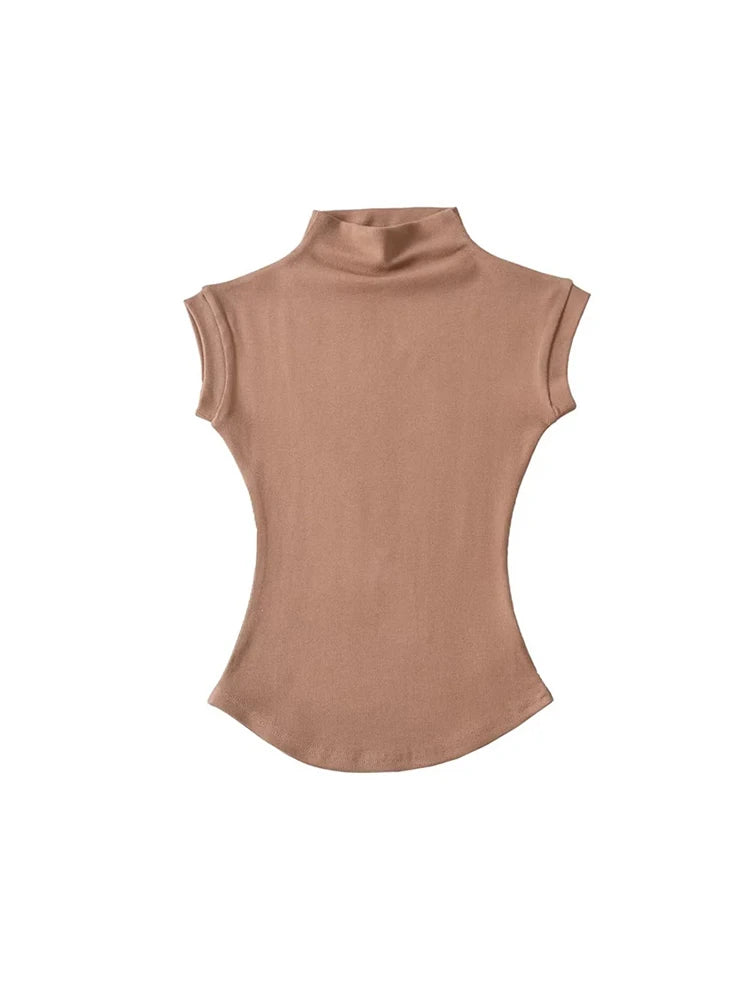 Women's High Neck Slim Fit Sleeveless Top – Summer Streetwear Style