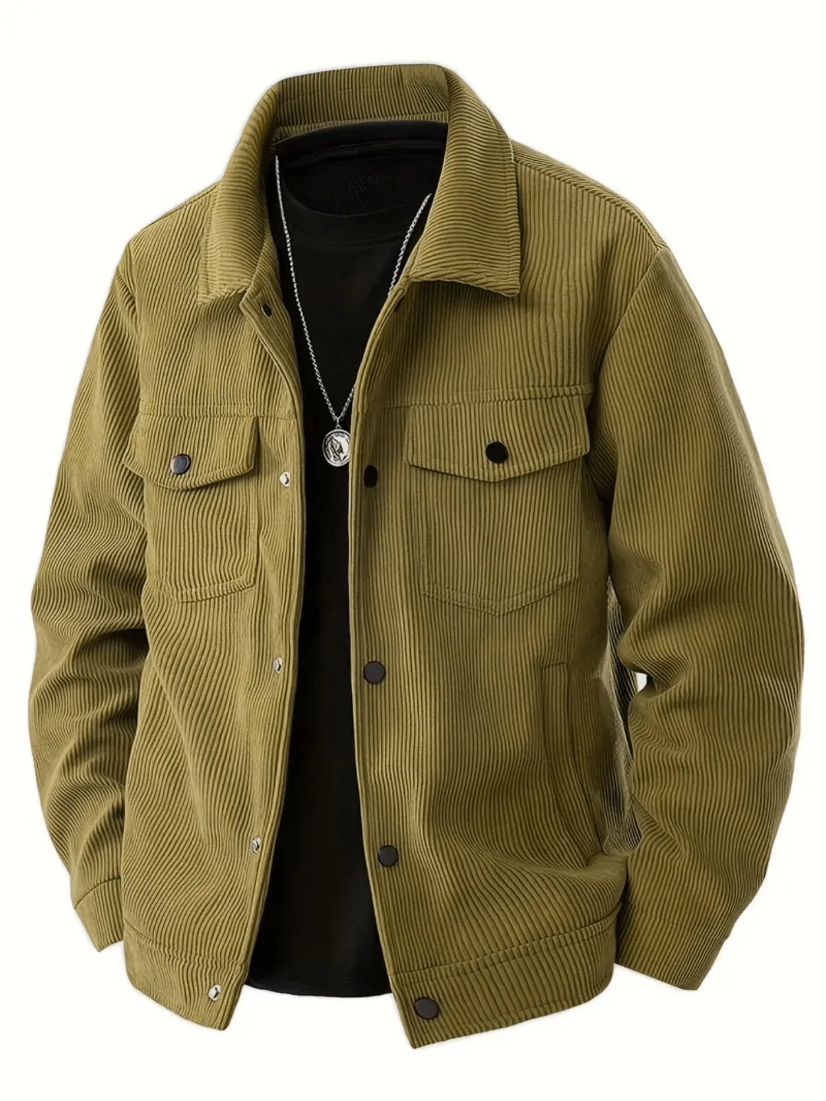 Chaqueta Pana Hombre 2025 Cuello Solapa Estilo Japonés – Abrigo Holgado Tendencia Otoño