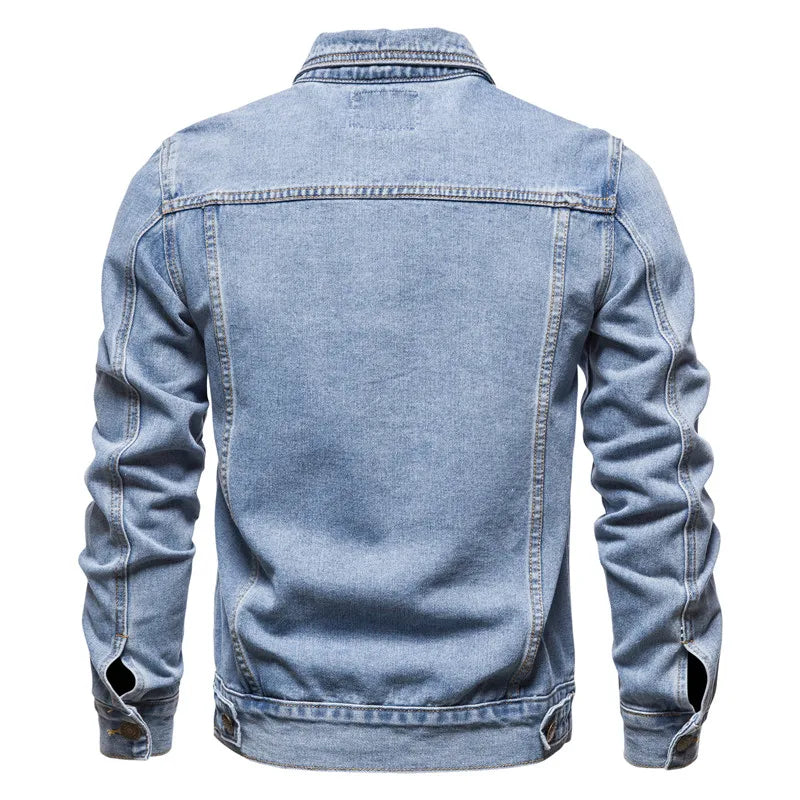 Men's Vintage Motorcycle Denim Jacket 2025 Slim Fit – Fashion Denim Black Blue Autumn