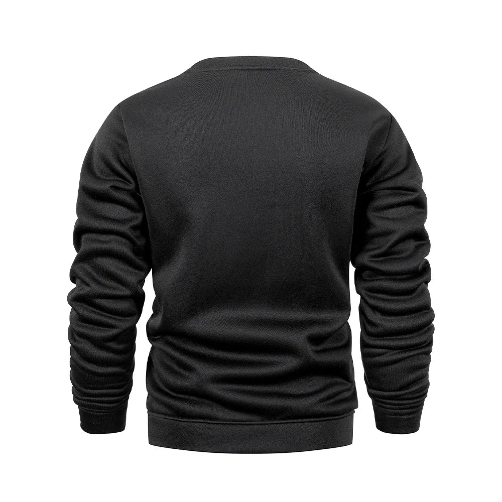 Men’s Crew Neck Sweater Casual Sporty Pullover – Solid Fleece Spring Autumn