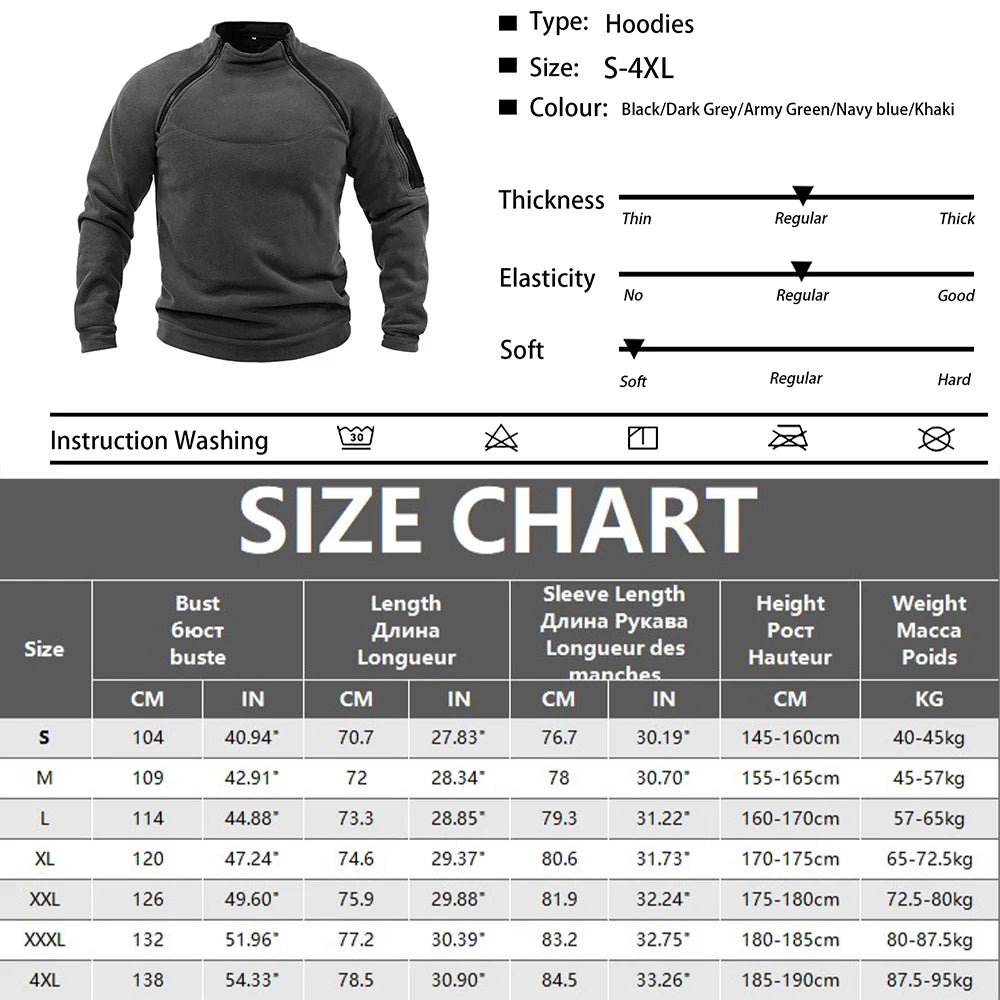 Sudadera Táctica Militar con Media Cremallera para Hombre