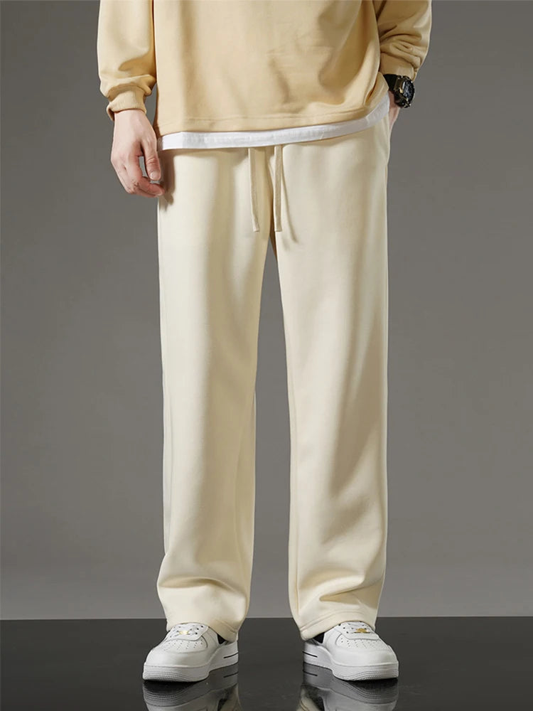 Pantalones Hombre Moda Coreana Pierna Ancha – Sportswear Cordón Casual Holgado Primavera