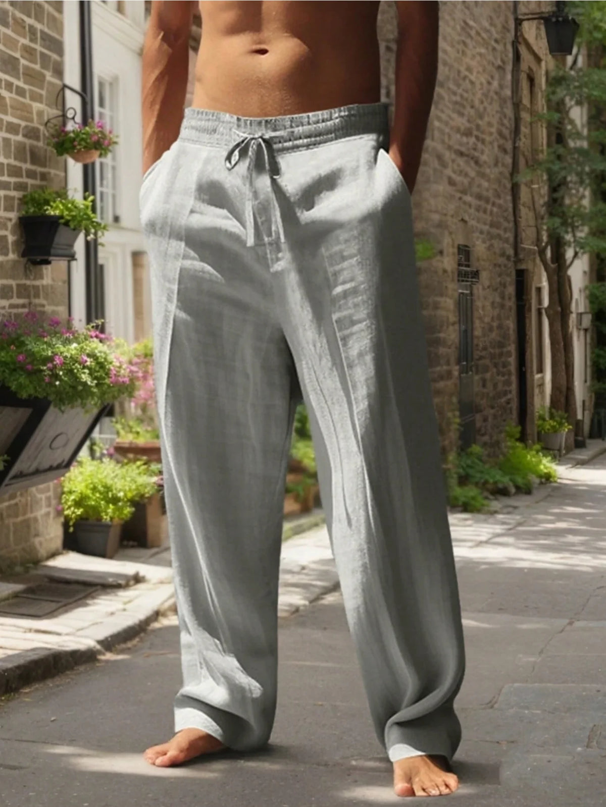 Nuevos pantalones de playa para hombre: pantalones largos holgados, versátiles, de algodón y cáñamo, ideales para el día a día, el ocio al aire libre y el fitness, perfectos para otoño e invierno.