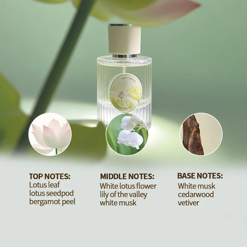 Perfume Loto Fresco – Fragancia Floral Amaderada Oriental con Loto y Jazmín Larga Duración