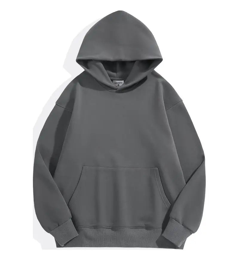 Men's Heavyweight 500GSM Cotton Sweatshirt Solid Color – Premium Thick Autumn Winter Hoodie