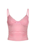 Top Cami con Encaje & Lazo Mujer – Estilo Y2K Grunge Punk, Espalda Fruncida