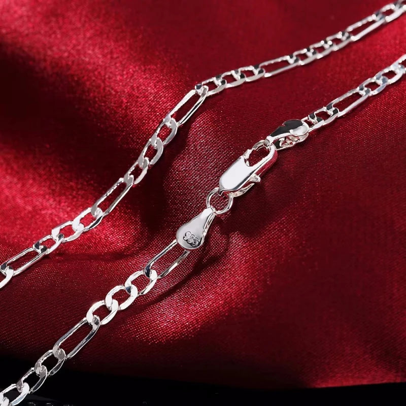 Set Collar & Pulsera Plata 925 Unisex – Cadena 4mm, Regalo Navidad & Boda
