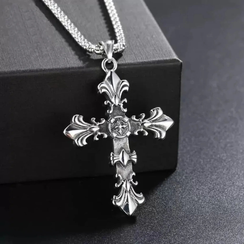 Unisex Punk Cross Necklace – Vintage Silver Streetwear Jewelry, Ideal Gift