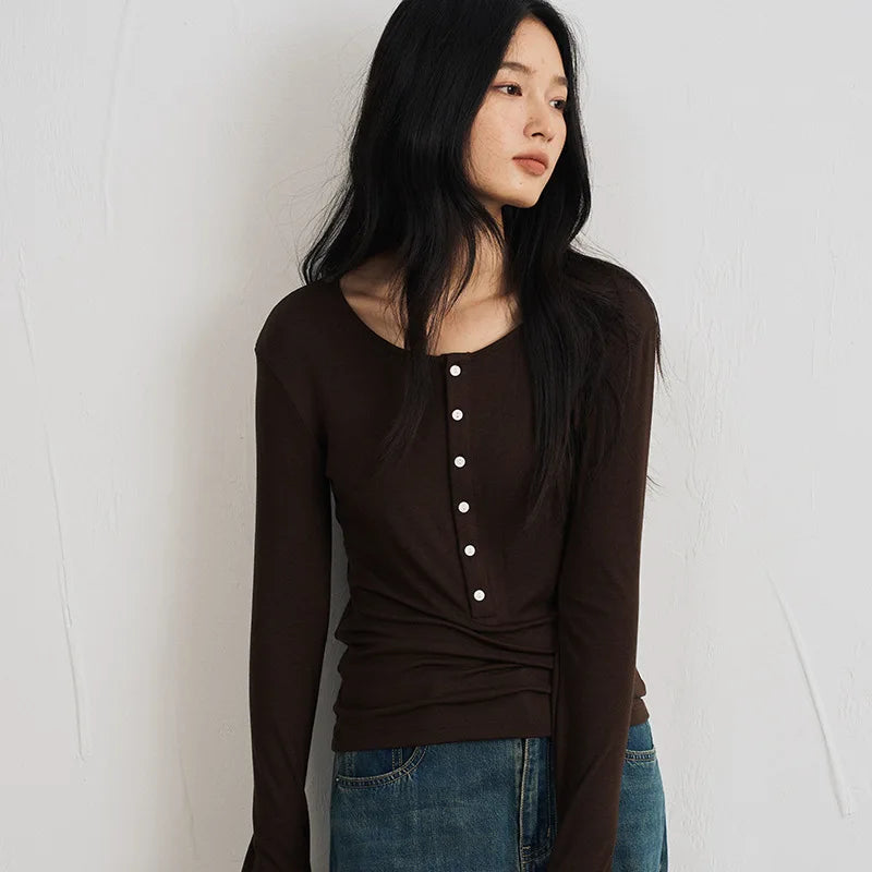 Jersey Lana & Seda Manga Larga Mujer Slim Fit – Punto Fino Otoño-Invierno