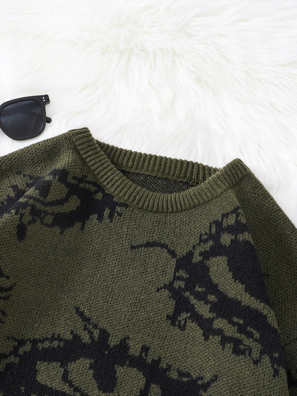 Jersey Jacquard con Motivo de Ojo Abstracto – Pullover Casual Otoño-Invierno