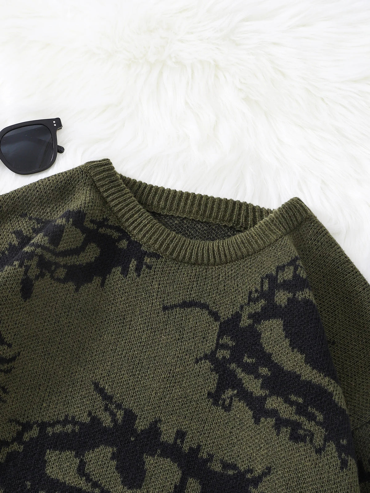Jersey Jacquard con Motivo de Ojo Abstracto – Pullover Casual Otoño-Invierno