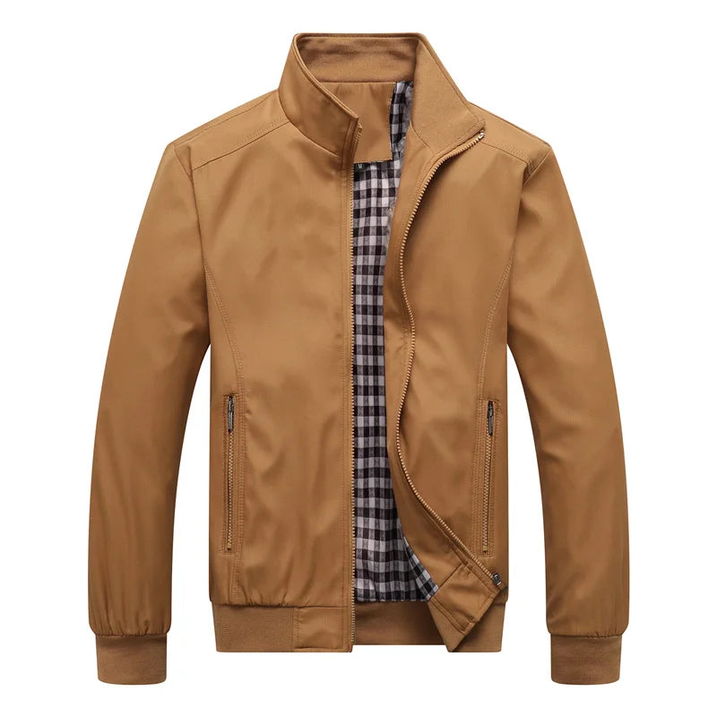 Men's Slim Hooded Bomber Jacket – Casual Solid Color Baseball M-8XL
