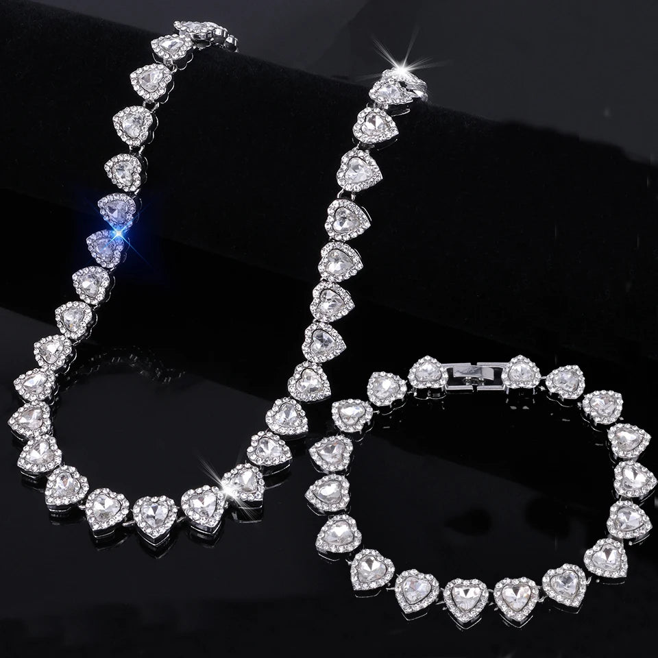Set Collar & Pulsera Hip Hop con Brillantes – Joya Unisex Tendencia Rock