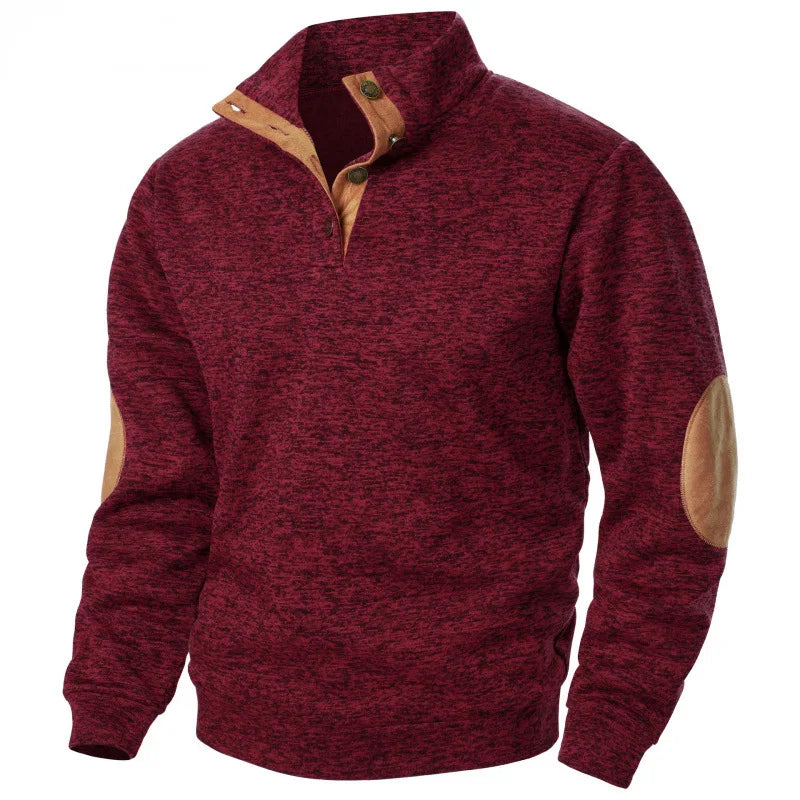 Sudadera Hombre Patchwork Contraste Cuello Mao – Hoodie Vintage Pull Otoño Invierno