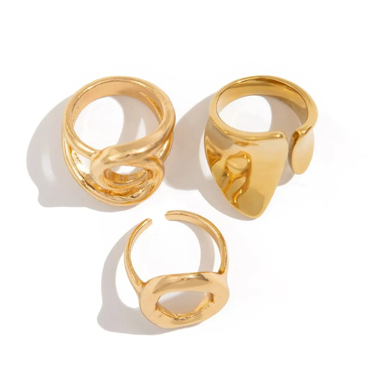 Set de 3 Anillos Punk Geométricos para Mujer – Diseño Asimétrico Minimalista Moda