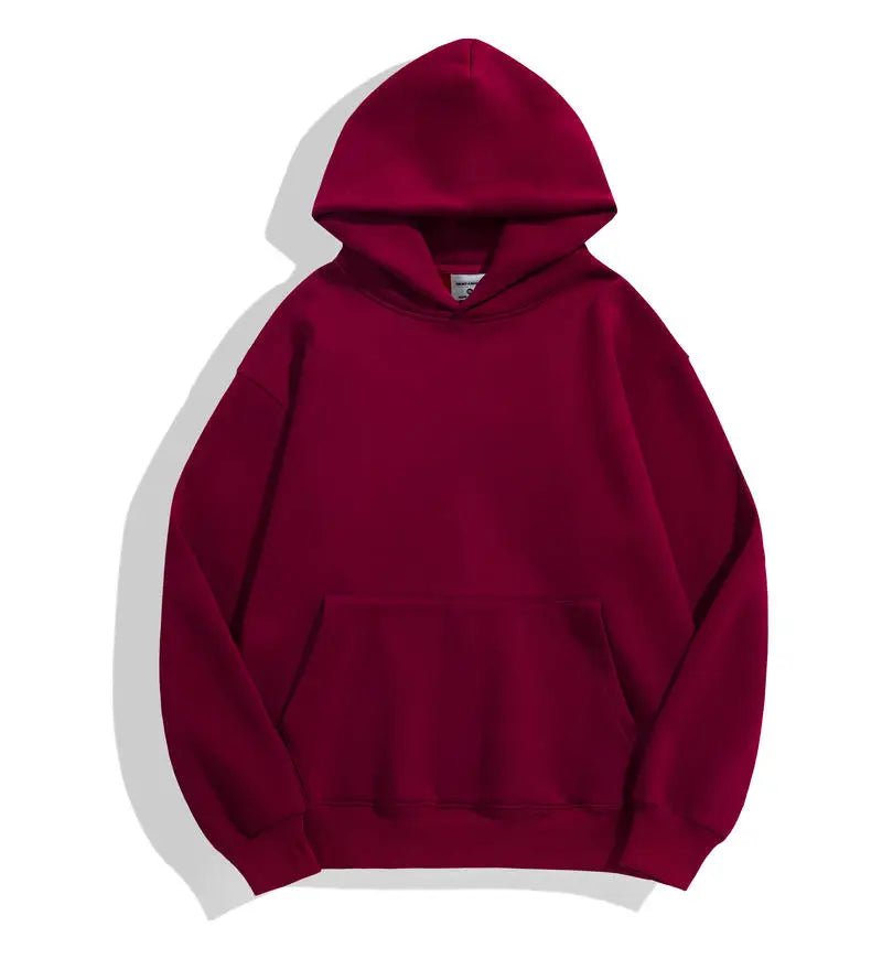 Men's Heavyweight 500GSM Cotton Sweatshirt Solid Color – Premium Thick Autumn Winter Hoodie