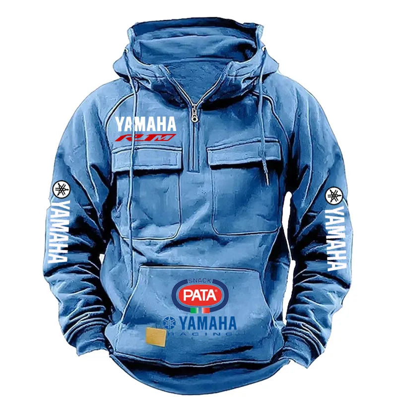 Men's Workwear Style Multi-Pocket Hooded Sweatshirt – Solid Long-Sleeve Fashion Spring Autumn