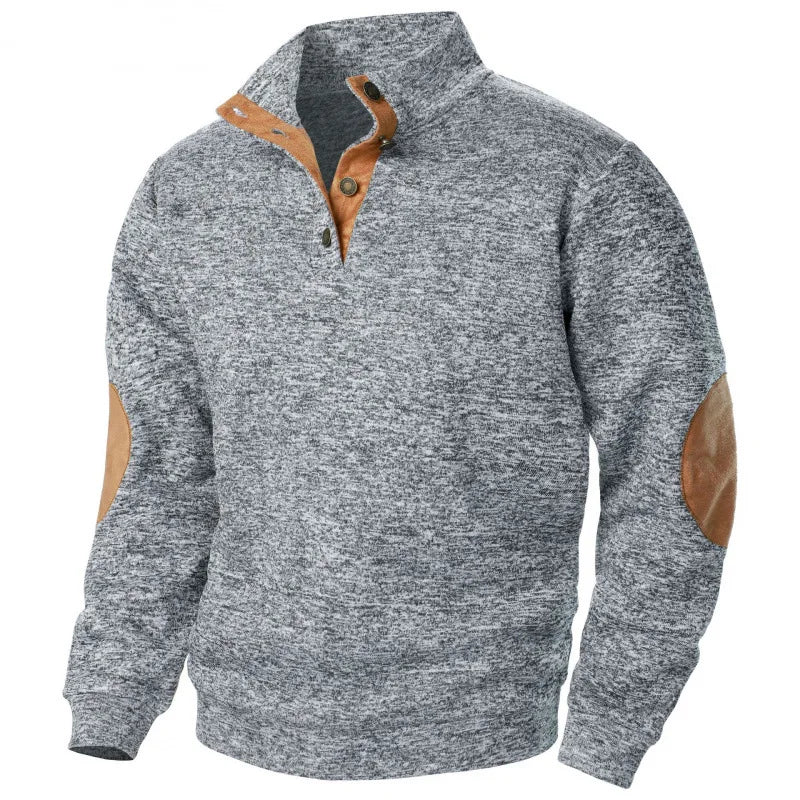 Sudadera Hombre Patchwork Contraste Cuello Mao – Hoodie Vintage Pull Otoño Invierno