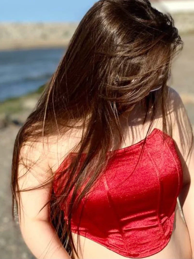 Top Corsé Sin Hombros & Sin Espalda Mujer – Bustier Sexy Color Sólido