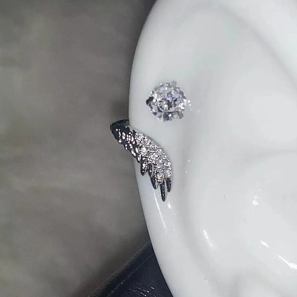 Pendientes Alas de Ángel con Zirconia – Acero Inoxidable Estilo Coreano Y2K