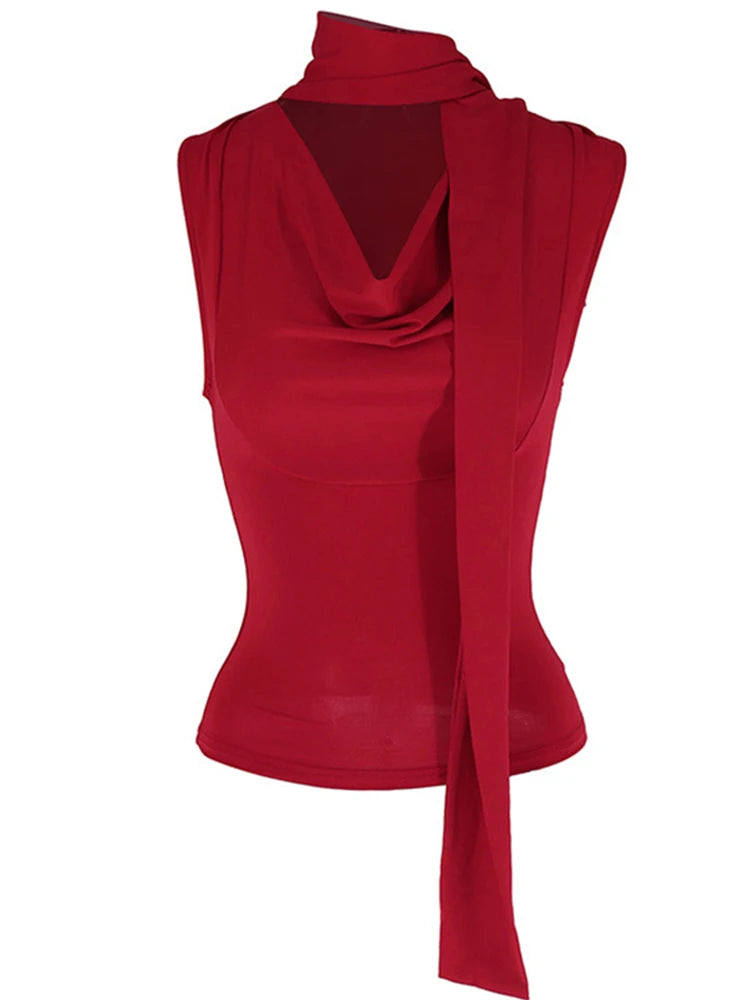 Women's Slim Fit Bandage Tank Top – Elegant Summer Streetwear, V-Neck