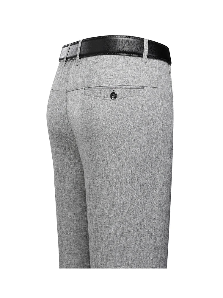 Men's Straight Formal Suit Trousers – Elastic Black Gray Office Spring Autumn