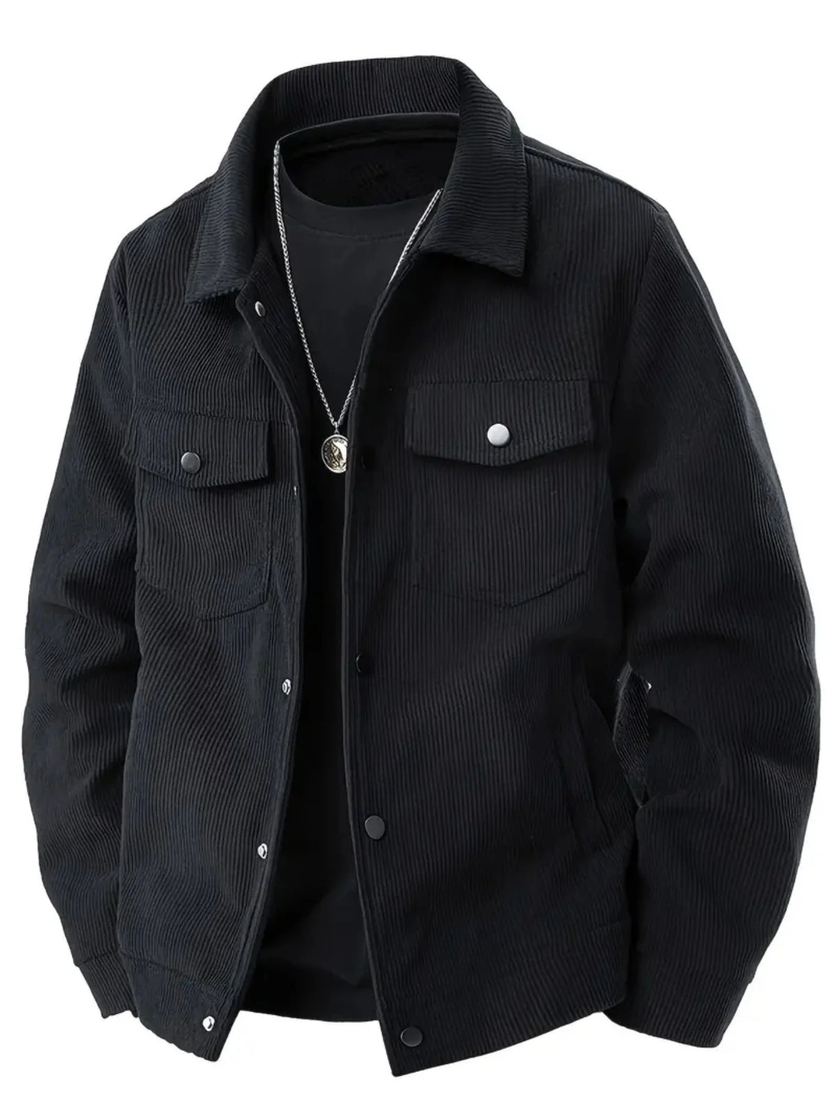 Chaqueta Pana Hombre 2025 Cuello Solapa Estilo Japonés – Abrigo Holgado Tendencia Otoño