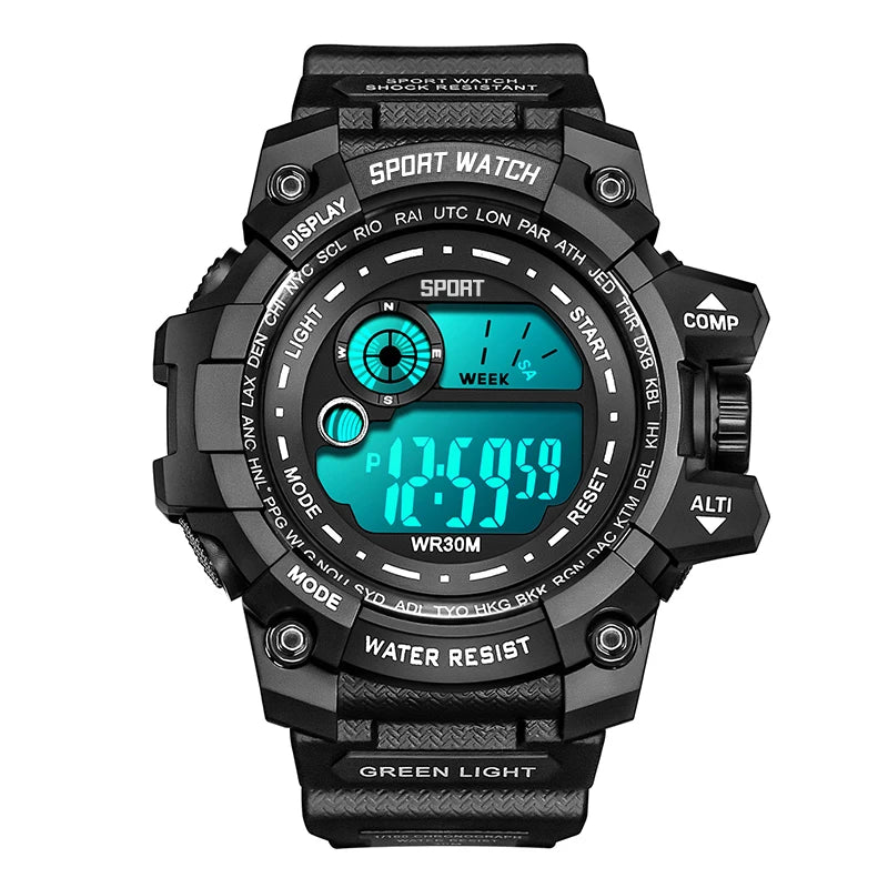 Reloj Digital LED Militar – Luminoso, Deportivo & Resistente al Agua