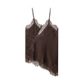 Top Camisola Asimétrica Encaje Mujer – Sin Espalda Elegante, Cuello V Sexy