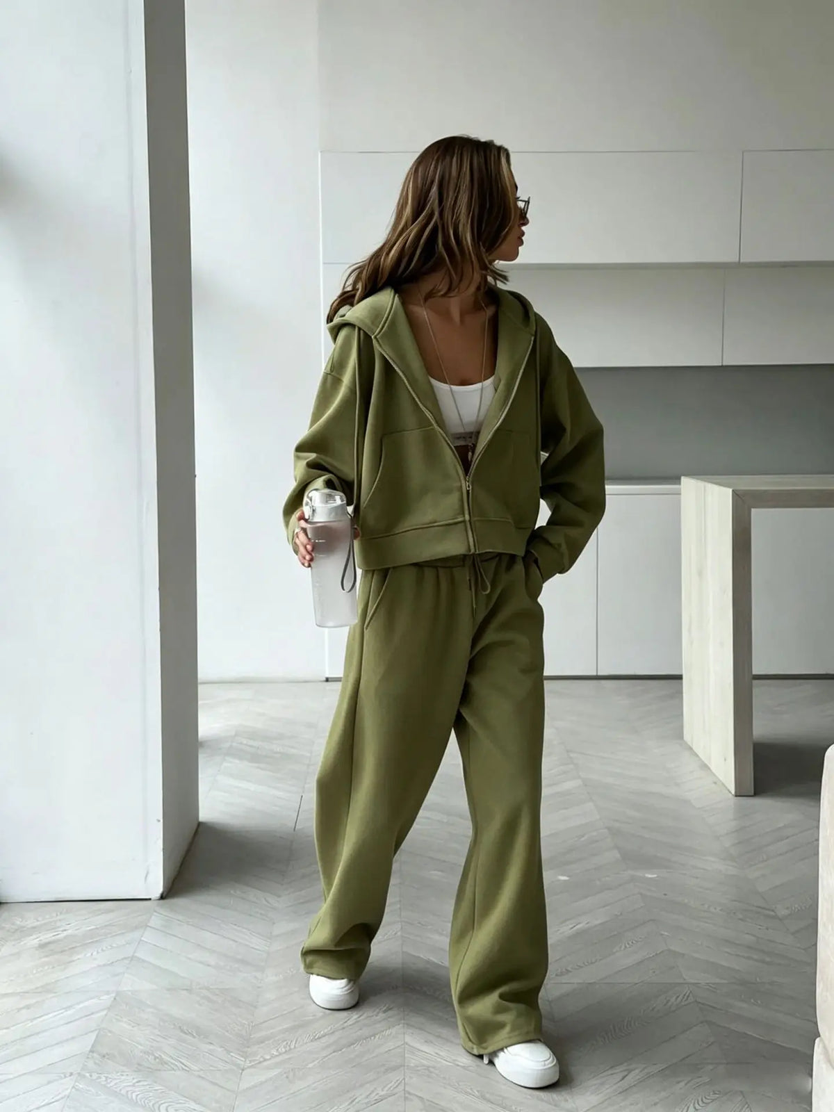 Chaqueta de Chándal con Capucha y Cremallera Amarilla