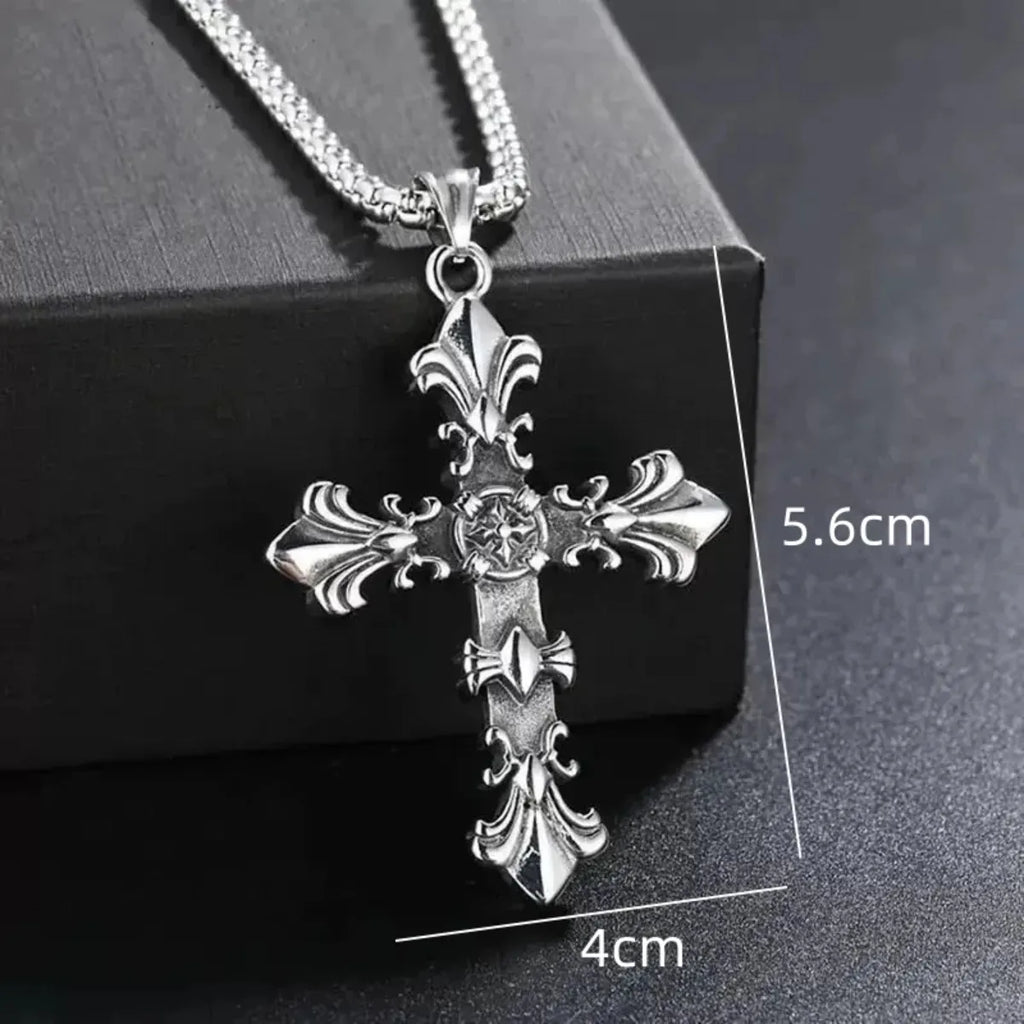 Unisex Punk Cross Necklace – Vintage Silver Streetwear Jewelry, Ideal Gift