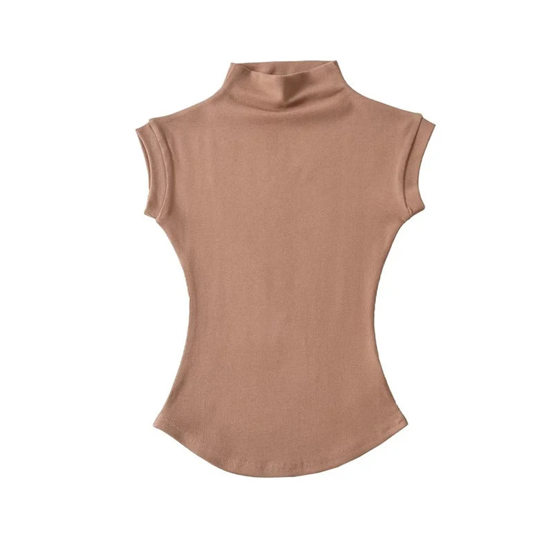 Top Sin Mangas Cuello Alto Slim Fit Mujer – Estilo Streetwear Verano