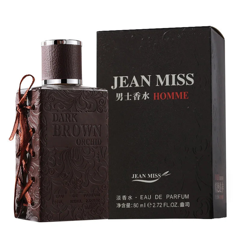 Colonia Hombre Cuero Sándalo Amaderado 80ml – Fresca Natural Ligera Larga Duración Marrón Oscuro
