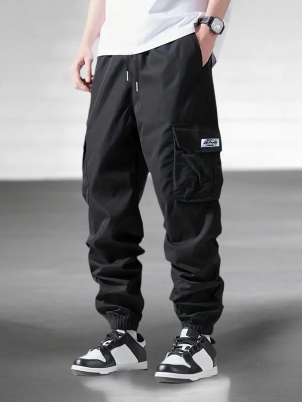 Pantalones cargo para hombre (estilo urbano/trabajo) para primavera y otoño; pantalones casuales con múltiples bolsillos, aptos para entrenamiento, correr y senderismo.