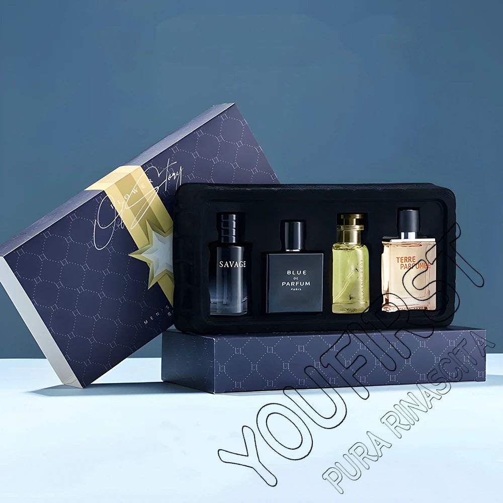 Set Perfume Hombre Lujo 4 Piezas 100ml – Colonia Floral Frutal Caja Regalo