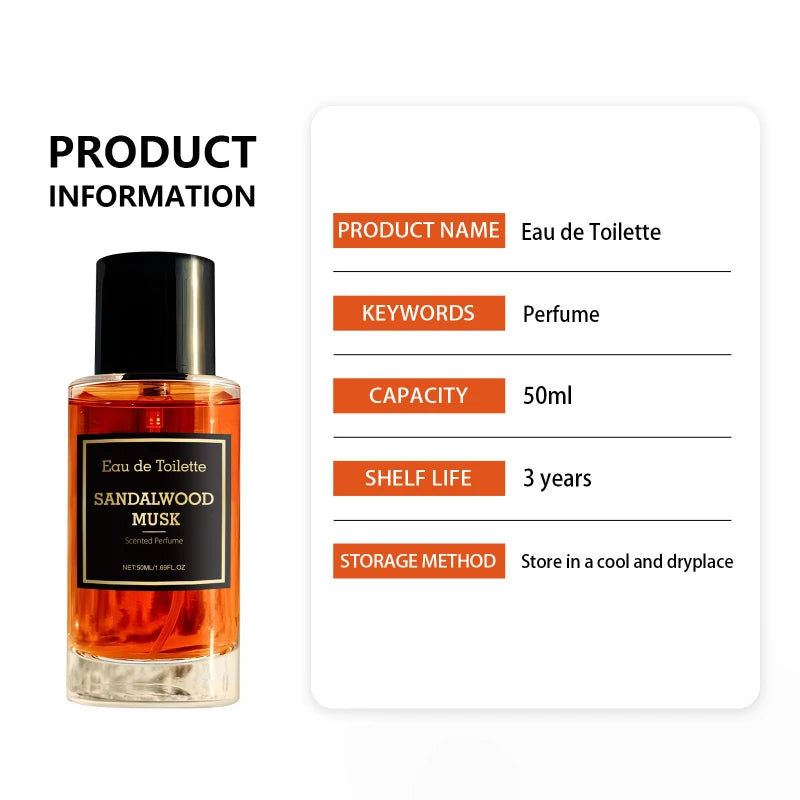 Men's Sandalwood and Musk Perfume, Fresh and Long-Lasting, 50ml – Gentlemanly, Perfect for Dates