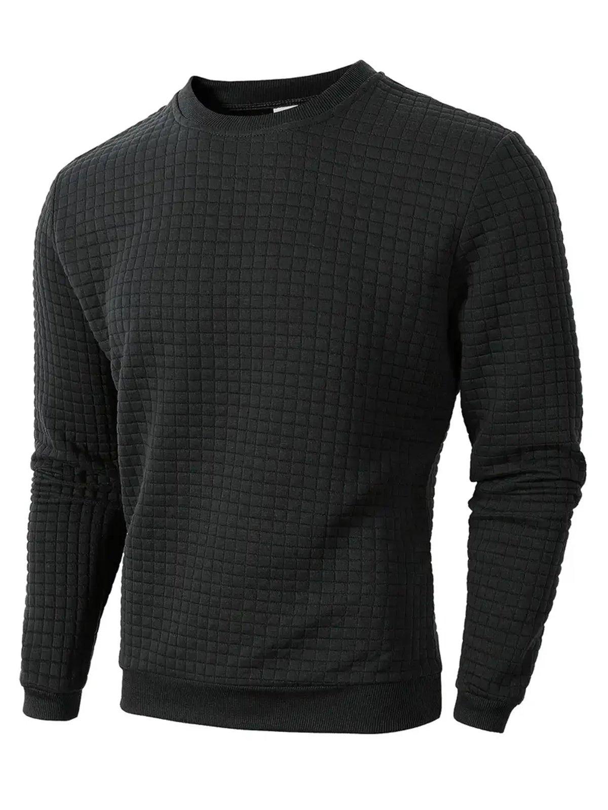 Jersey Hombre Cuello Redondo Jacquard Cuadros – Slim Fit Casual Streetwear Otoño