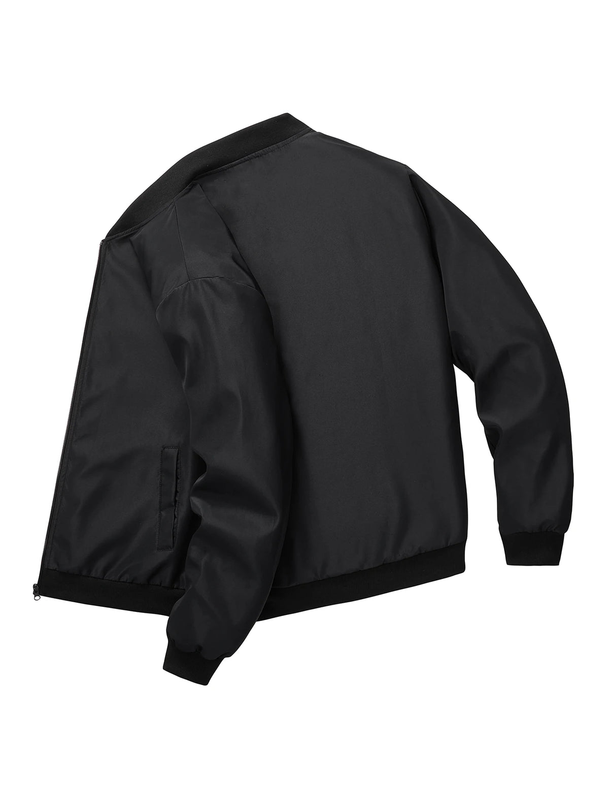 Men's Baseball Jacket Round Neck Short Loose Fit – Lightweight Casual Spring Autumn Size S-XL
