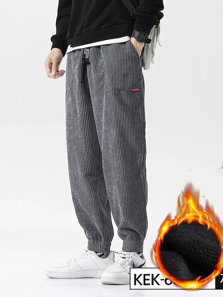 Pantalones Pana Baggy Hombre Tech Fleece Térmico – Jogger Harem Casual Deporte Otoño Invierno