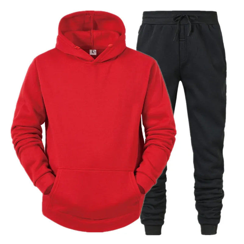 Conjunto Deportivo Hombre Sudadera con Capucha + Pantalones – Chándal Running Jogging Primavera