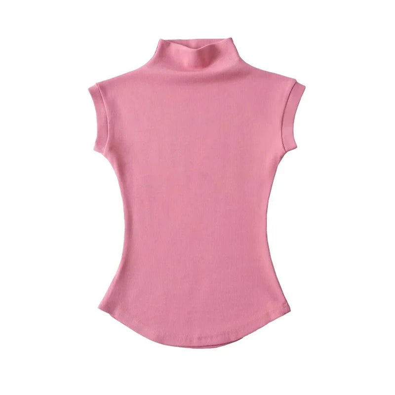 Top Sin Mangas Cuello Alto Slim Fit Mujer – Estilo Streetwear Verano
